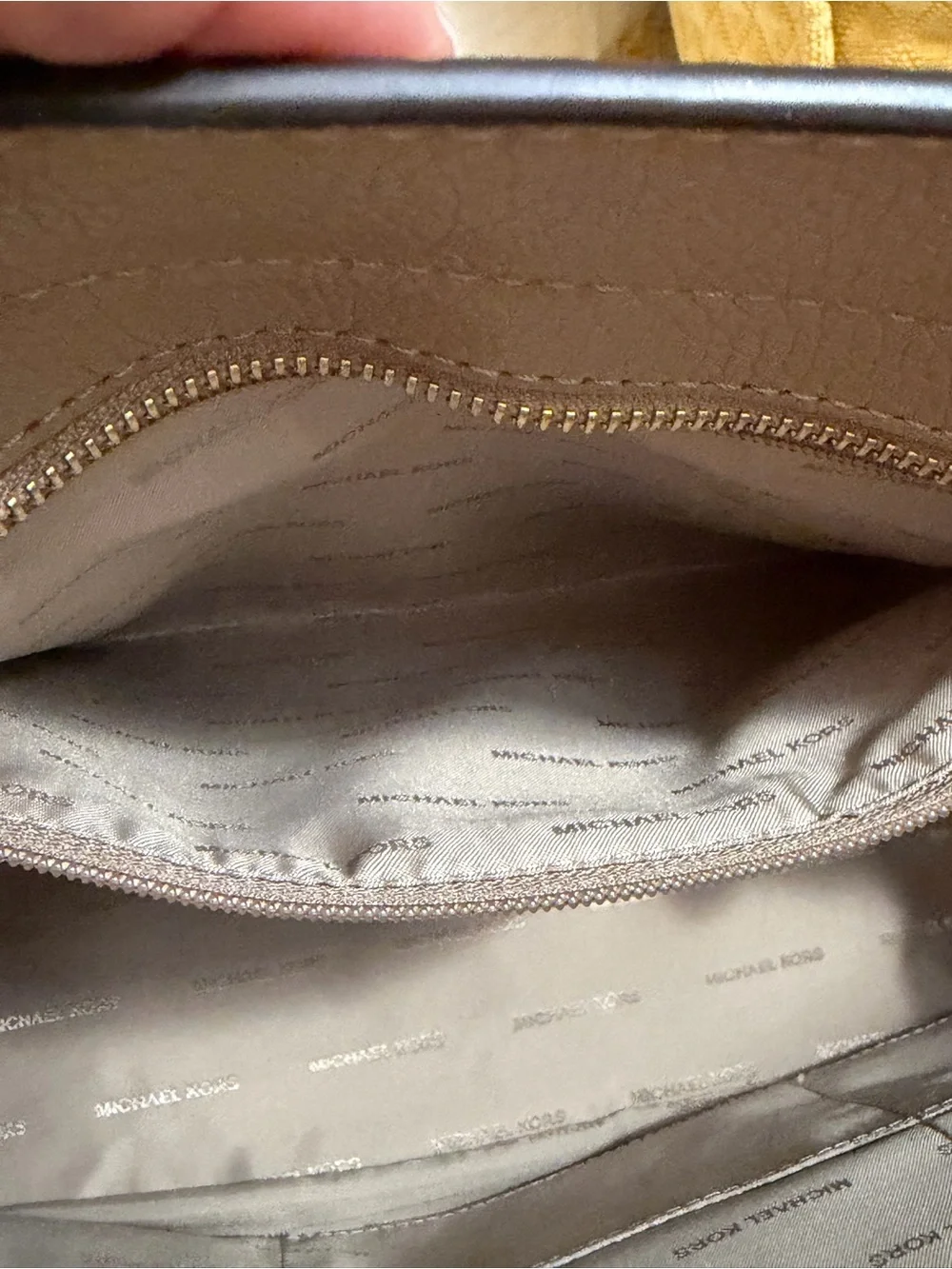 MICHAEL KORS khaki Leather Satchel Bag
